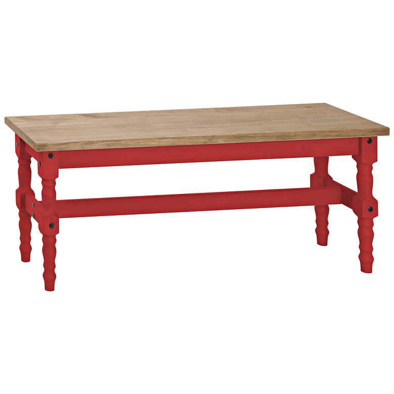 Image 1 Jay Matte Red Wash Wood Indoor-Outdoor Dining Bench