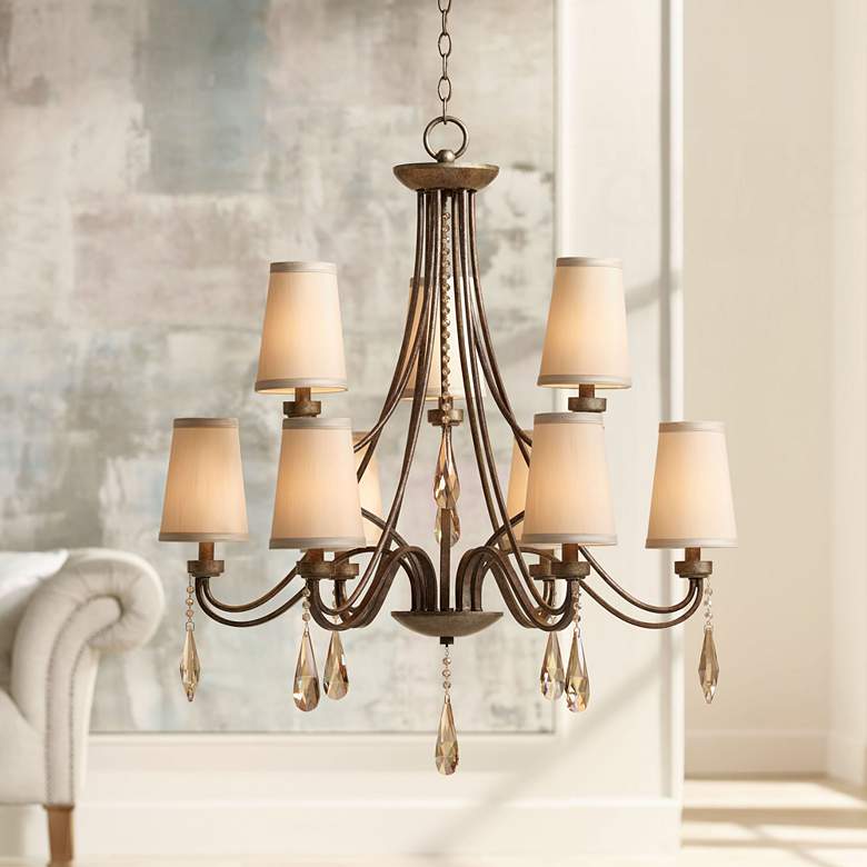 Image 1 Jayce 32" Wide Champagne Crystal Chandelier by Kathy Ireland