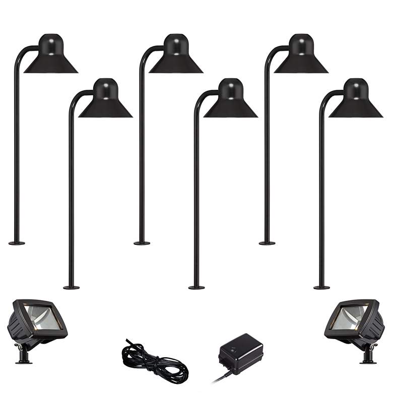 Image 1 Jayce Black 8-Piece LED Landscape Path and Flood Light Set