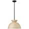 Jaycen 16"W Matte Black Dome Pendant Light w/ Natural Bamboo