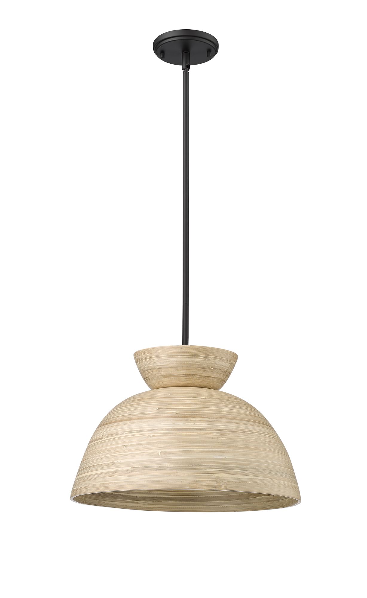Image 2 Jaycen 16"W Matte Black Dome Pendant Light w/ Natural Bamboo more views