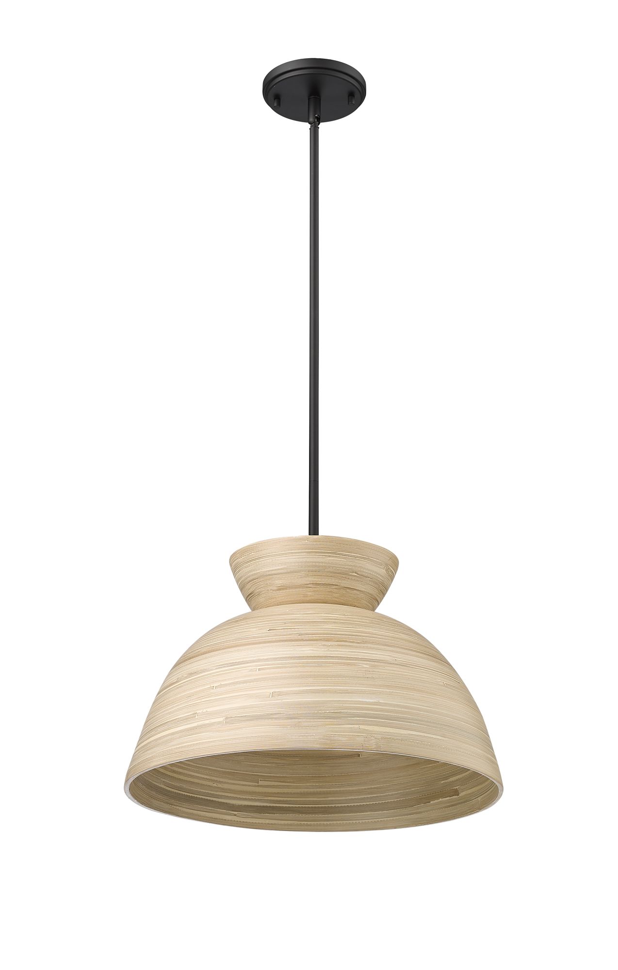 Image 3 Jaycen 16"W Matte Black Dome Pendant Light w/ Natural Bamboo more views