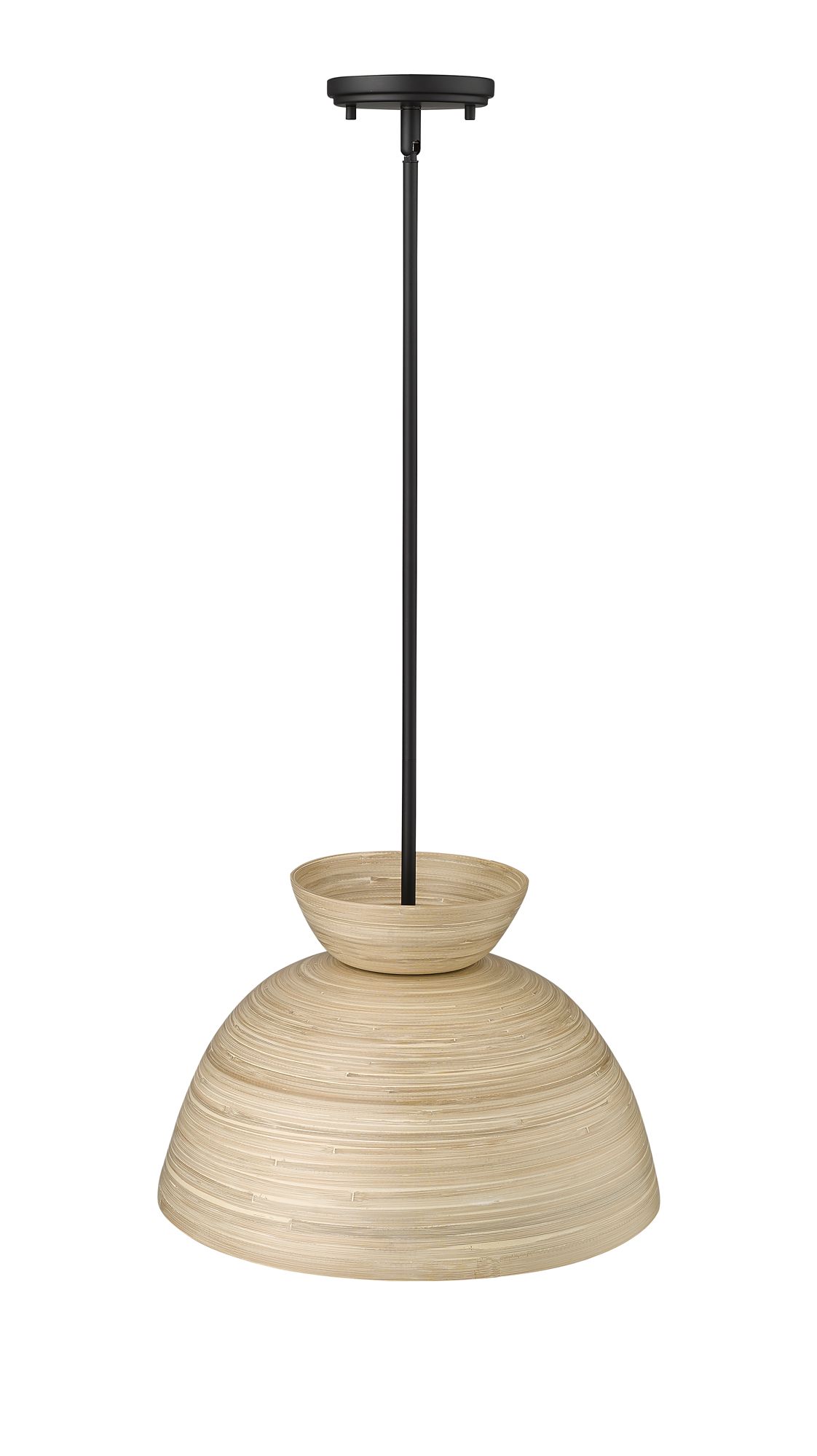 Image 4 Jaycen 16"W Matte Black Dome Pendant Light w/ Natural Bamboo more views