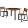 Jayci Natural Wood and Black Metal 3-Piece Dining Table Set