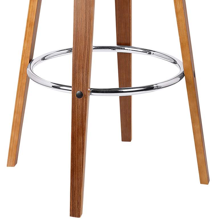 Image 3 Jayden 26 in. Swivel Barstool in Brown Faux Leather and Walnut Wood more views