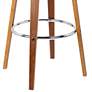 Jayden 26 in. Swivel Barstool in Brown Faux Leather and Walnut Wood