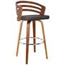 1_Jayden 30 in. Swivel Barstool in Brown Faux Leather and Walnut Wood