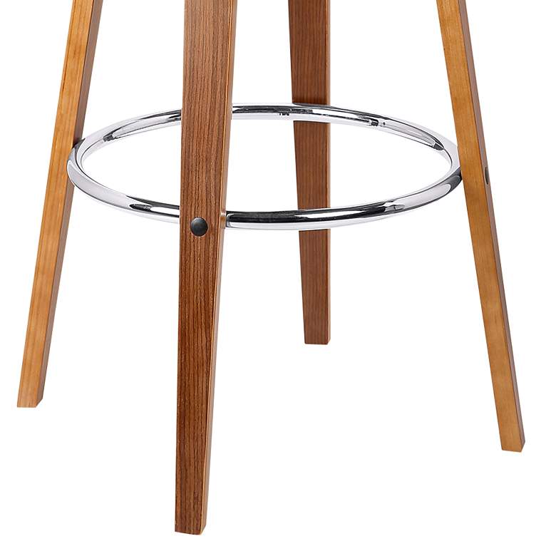 Image 3 Jayden 30 in. Swivel Barstool in Grey Faux Leather and Walnut Wood more views