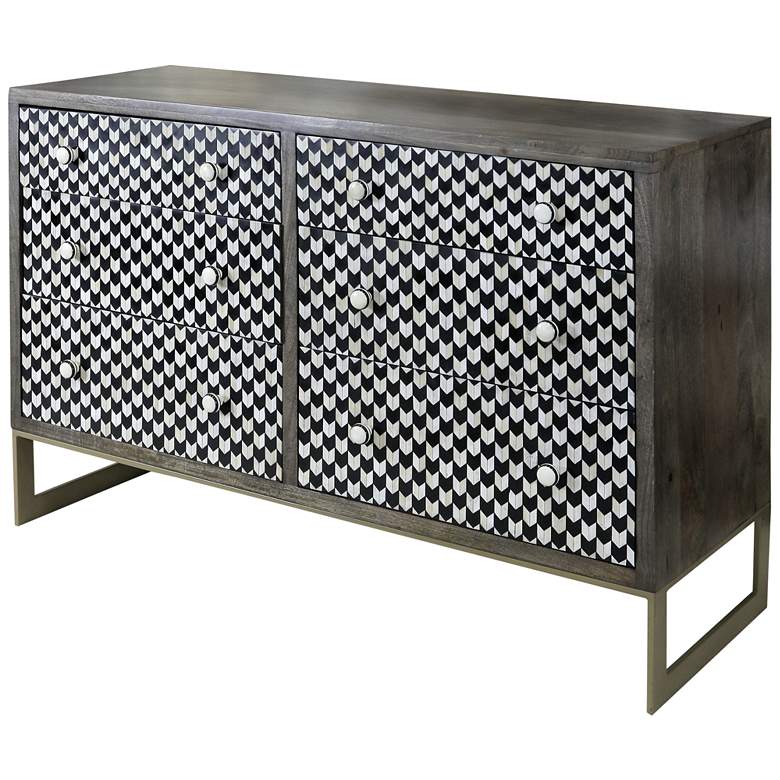 Image 1 Jayden 54" Wide Black and White Mosaic 6-Drawer Accent Chest