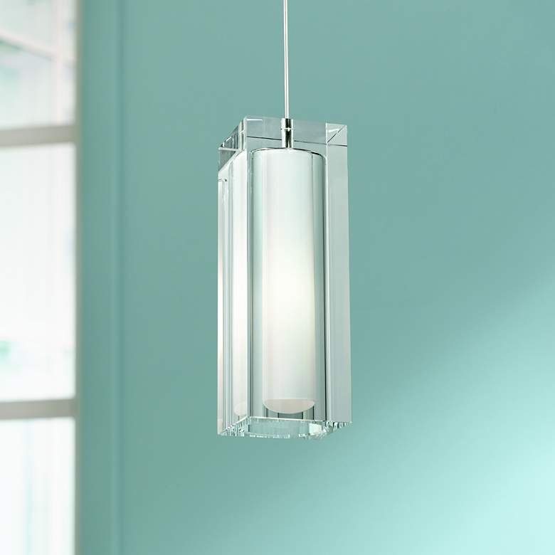 Image 1 Jayden Grande 3 3/4" Wide Crystal Satin Nickel Mini Pendant