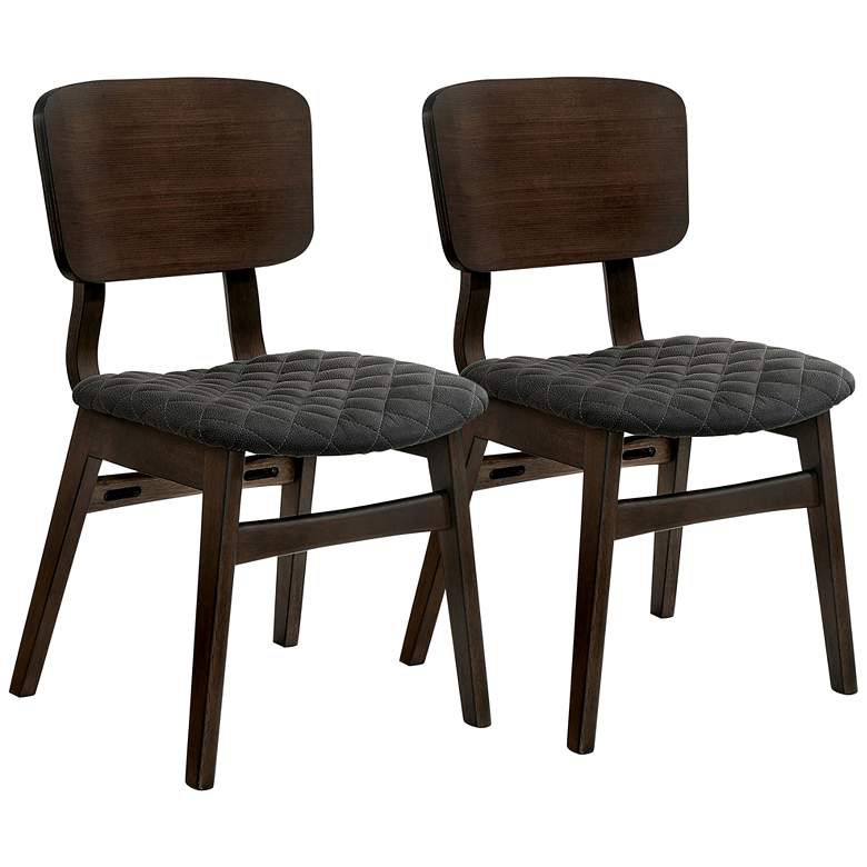 Image 2 Jaykub Walnut Wood Side Chairs Set of 2