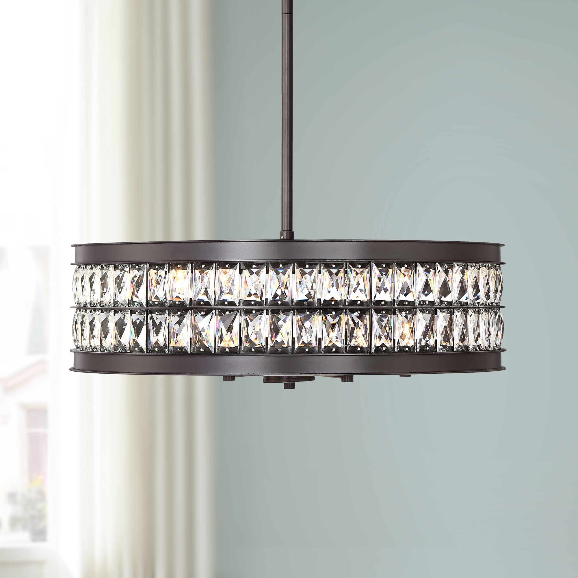 oil rubbed bronze crystal pendant light