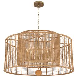 Jayna 42 3/4" Wide Silver Natural Jute 12-Light Modern Drum Chandelier