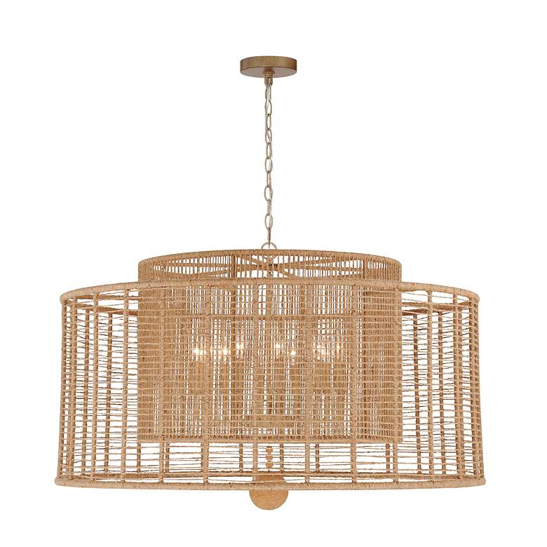 Image 5 Jayna 42 3/4 inch Wide Silver Natural Jute 12-Light Modern Drum Chandelier more views