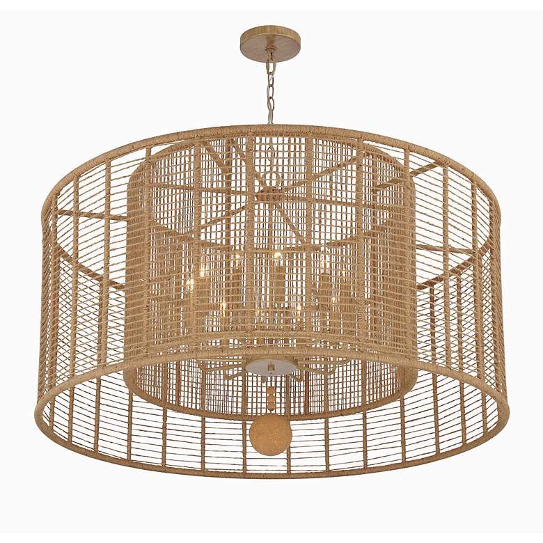 Image 6 Jayna 42 3/4 inch Wide Silver Natural Jute 12-Light Modern Drum Chandelier more views