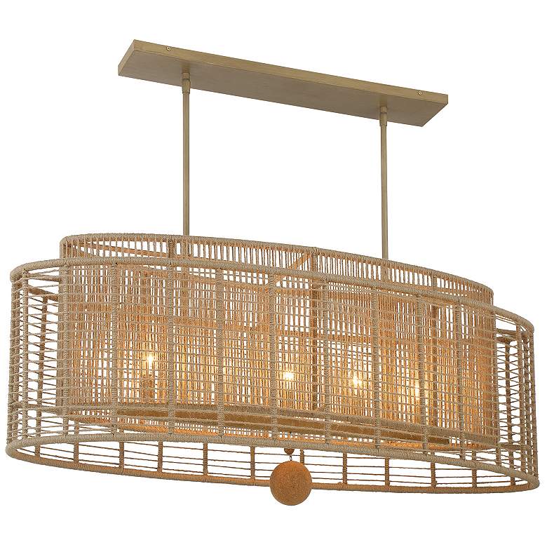 Image 1 Jayna 5 Light Burnished Silver Linear Oval Chandelier