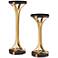 Jayna Warm Brass Black Metal Candle Holders Set of 2
