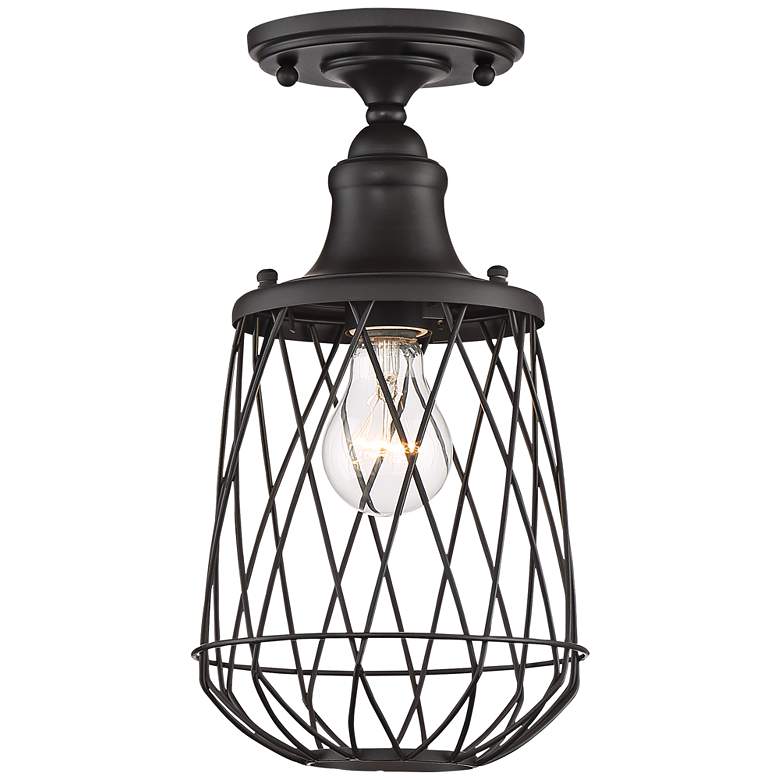 Image 1 Jayson 7" Wide Bronze Caged Ceiling Light
