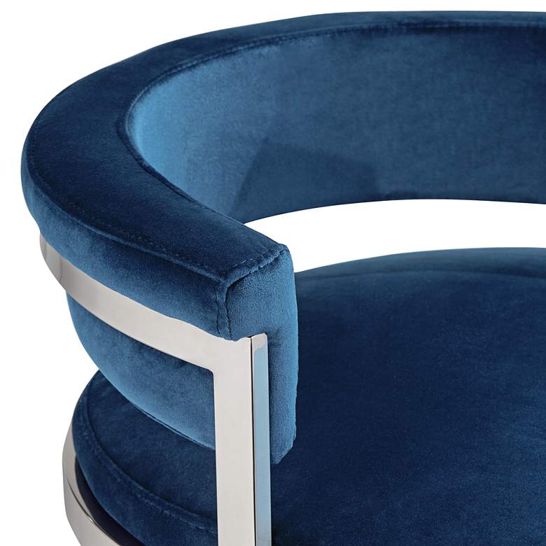 Image 5 Jazmin 31" High Blue Velvet and Stainless Steel Barstool more views