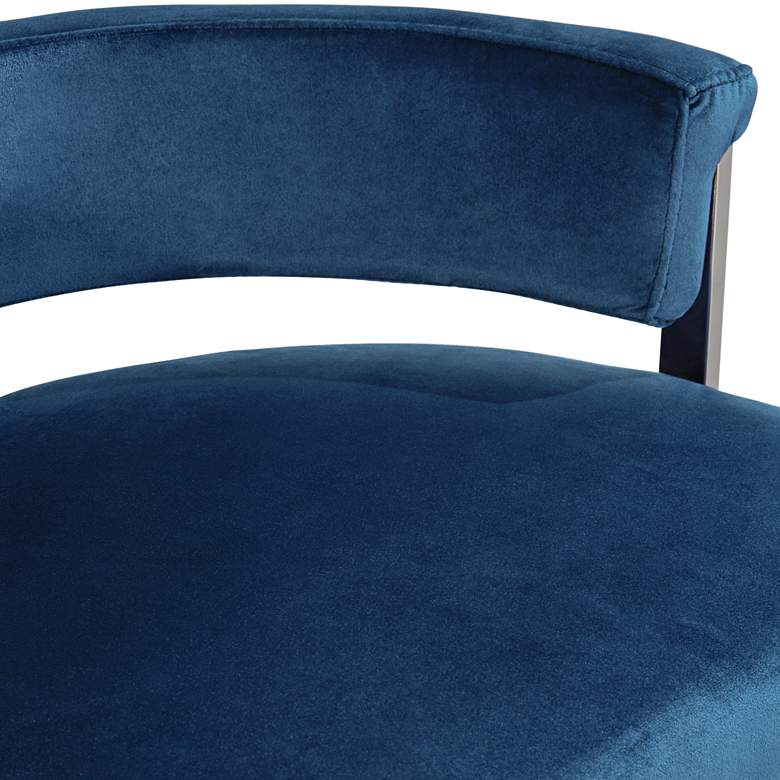 Image 6 Jazmin 31" High Blue Velvet and Stainless Steel Barstool more views