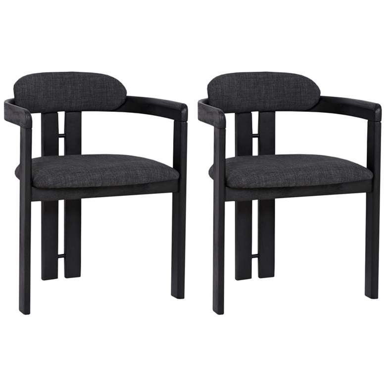 Image 2 Jazmin Black Brush Wood Dining Chairs Set of 2