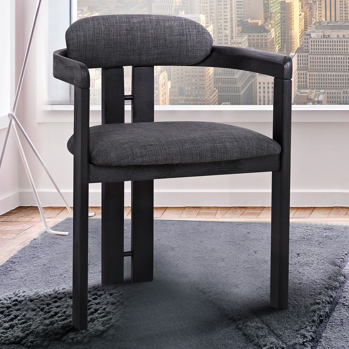 Jazmin Black Brush Wood Dining Chairs Set of 2 in scene