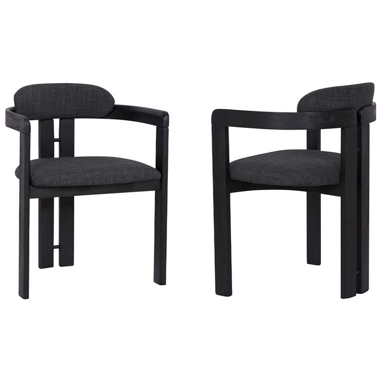 Image 1 Jazmin Set of 2 Dining Chairs in Charcoal Fabric and Black Finish