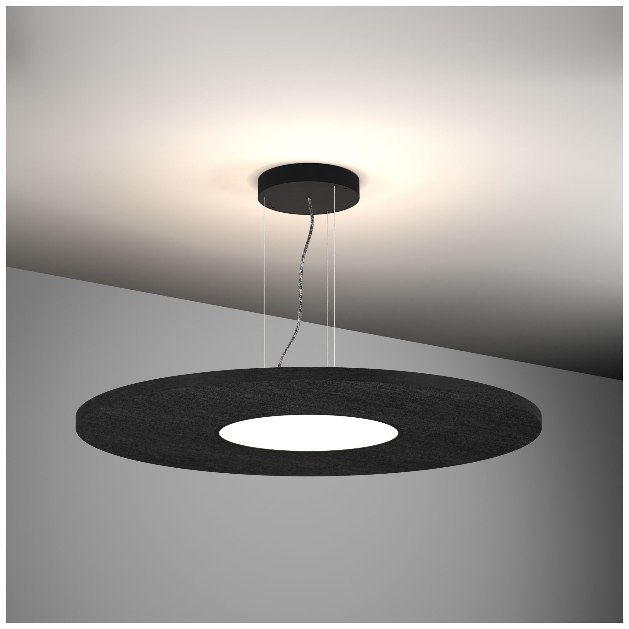 Image 2 Jazz 16" W Acoustic Black Round LED Pendant - Direct/Indirect more views