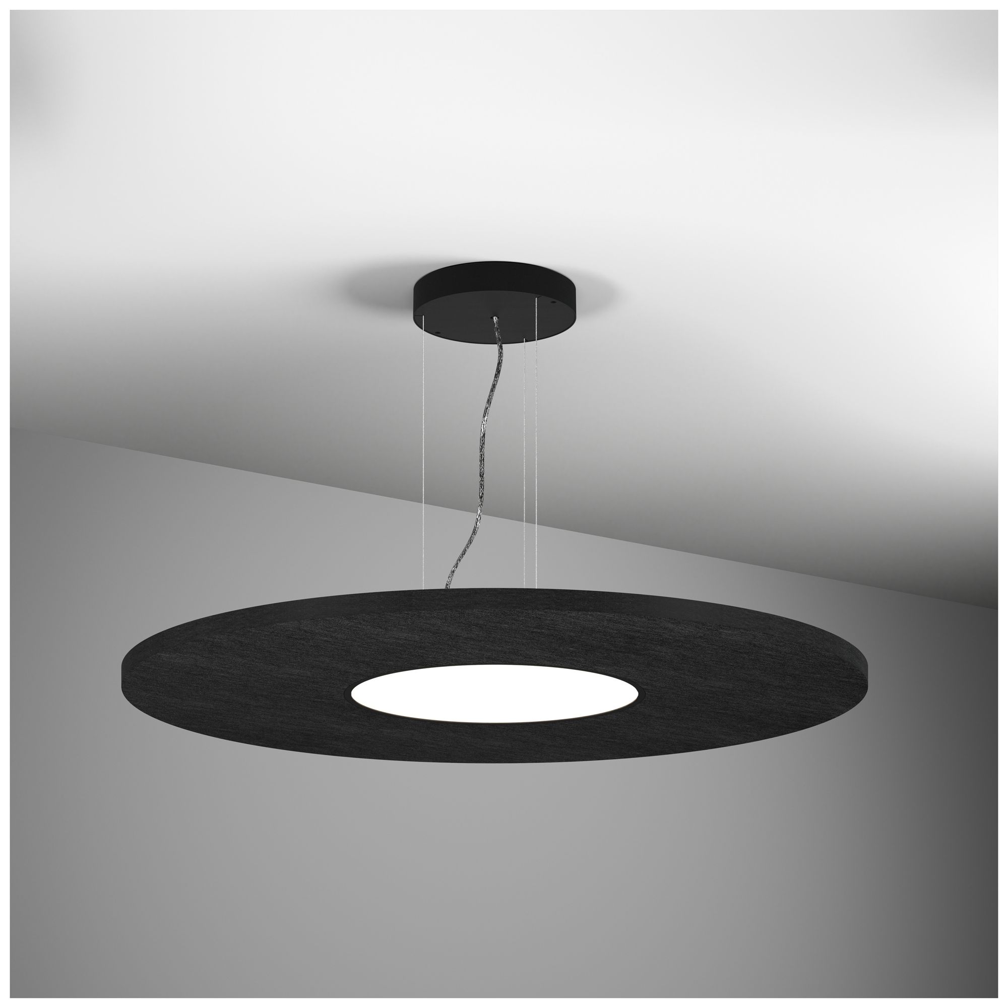 Image 2 Jazz 16" W Acoustic Black Round LED Pendant - Direct more views