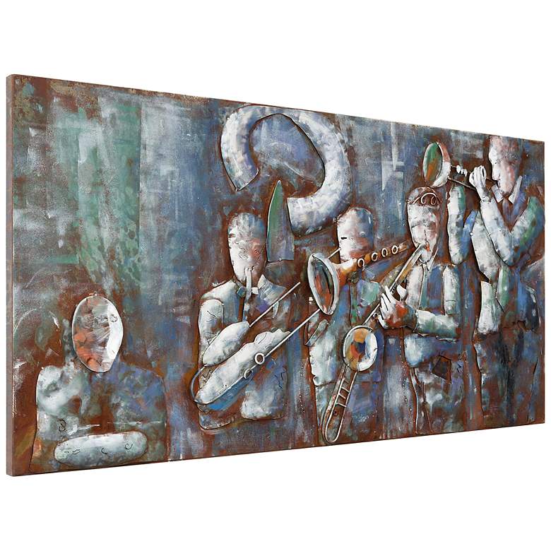Image 3 Jazz Band" Mixed Media Iron Hand Painted Dimensional Wall Art more views
