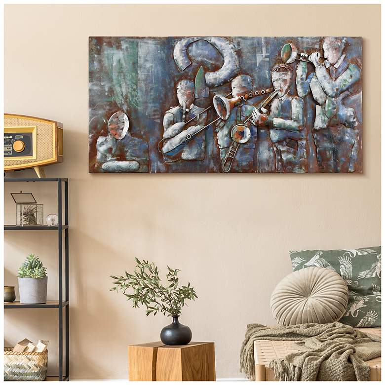 Image 5 Jazz Band" Mixed Media Iron Hand Painted Dimensional Wall Art more views