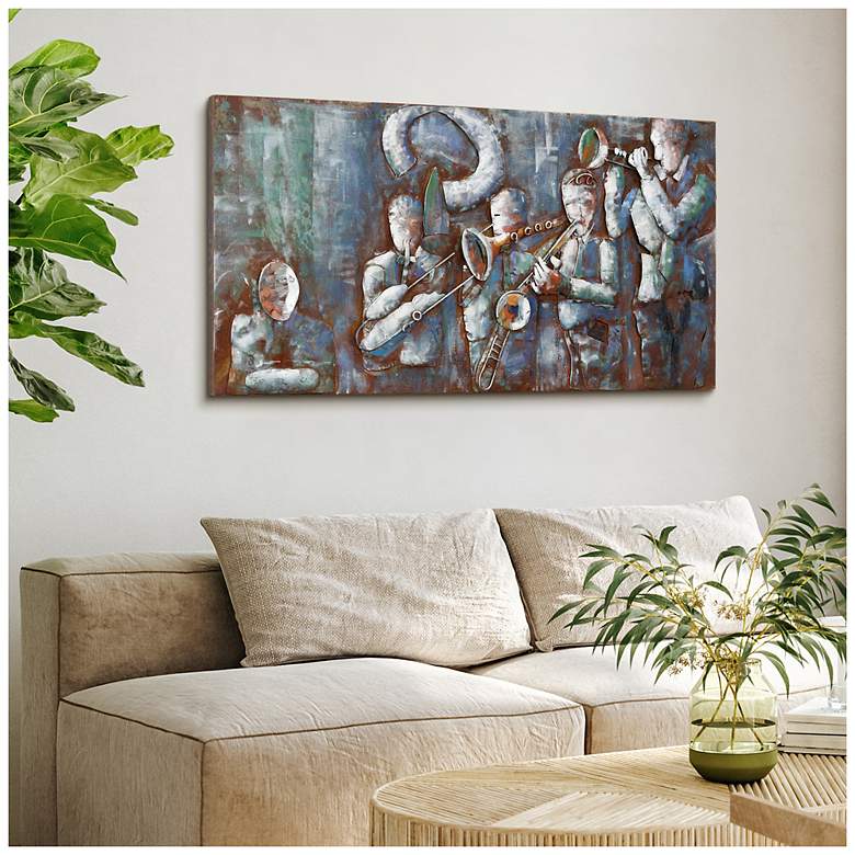 Image 6 Jazz Band" Mixed Media Iron Hand Painted Dimensional Wall Art more views