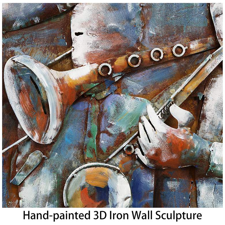 Image 7 Jazz Band" Mixed Media Iron Hand Painted Dimensional Wall Art more views