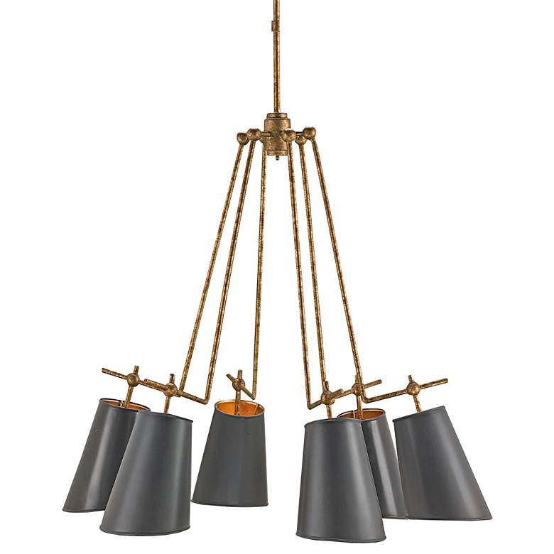 Image 2 Jean-Louis 30" Wide Old Brass 6-Light Chandelier