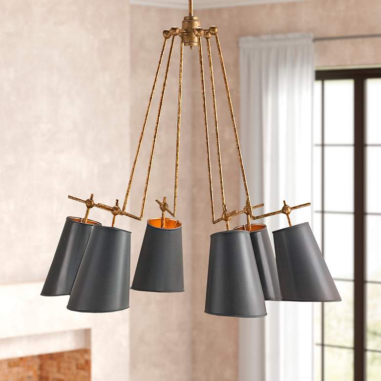 Image 1 Jean-Louis 30" Wide Old Brass 6-Light Chandelier
