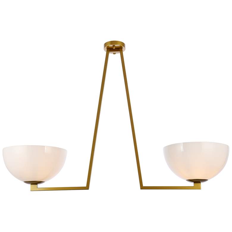 Image 1 Jeanne 2 Lts Brass And White Glass Flush Mount