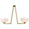 Jeanne 2 Lts Brass And White Glass Flush Mount
