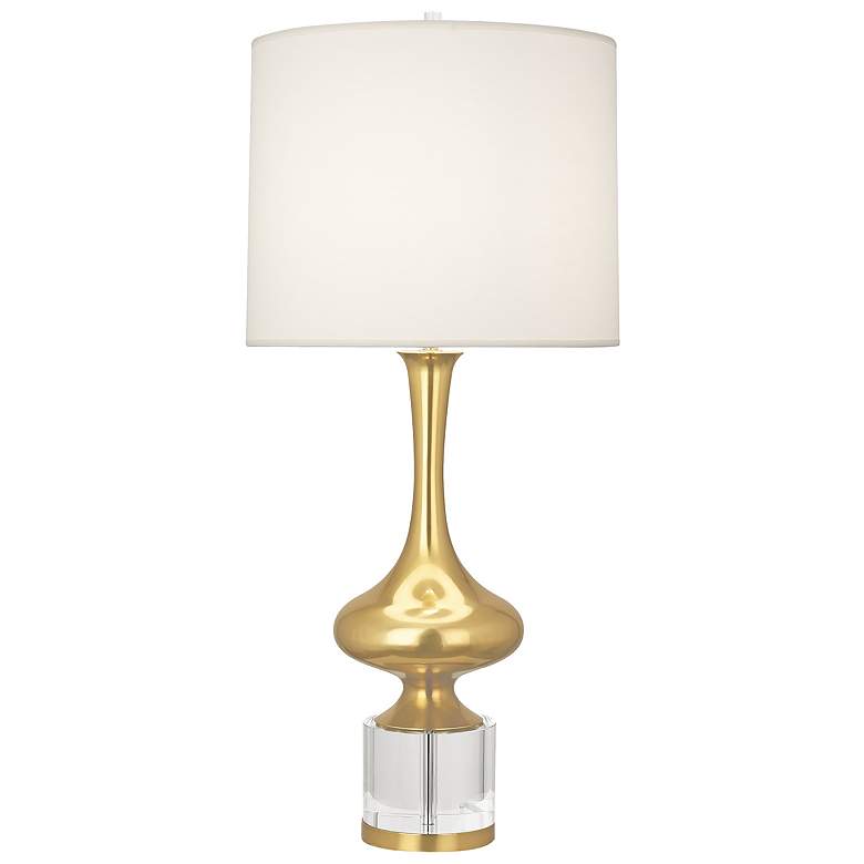 Image 1 Jeannie 33.5"H Modern Brass And Lucite CRYST Lamp w/ Off White Shade