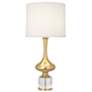1_Jeannie 33.5"H Modern Brass And Lucite CRYST Lamp w/ Off White Shade