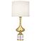 Jeannie 33.5"H Modern Brass And Lucite CRYST Lamp w/ Off White Shade