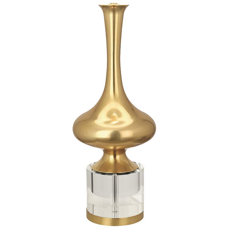 Image 2 Jeannie 33.5"H Modern Brass And Lucite CRYST Lamp w/ Off White Shade more views