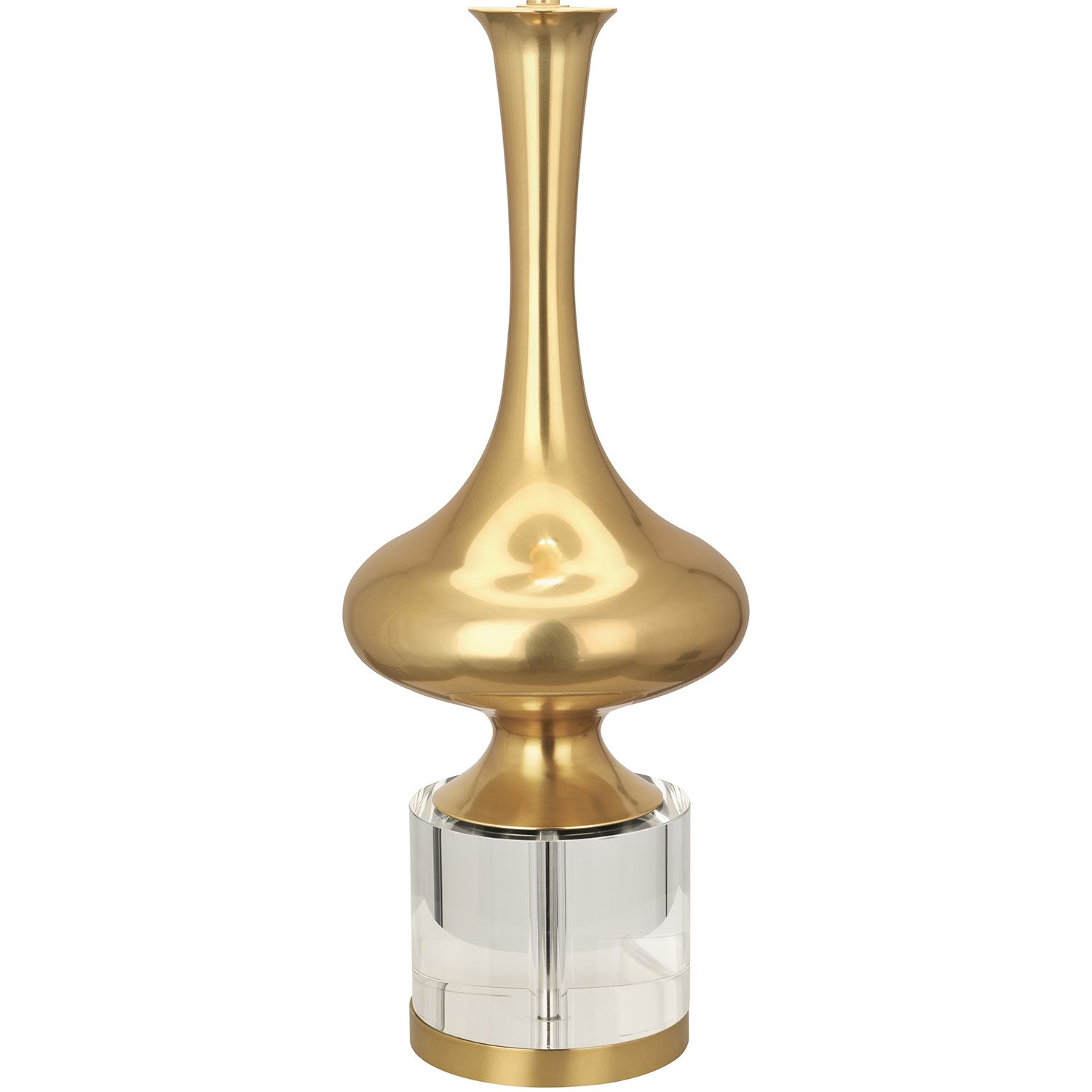 Image 2 Jeannie 33.5"H Modern Brass And Lucite Crystal Lamp w/ Off White Shade more views