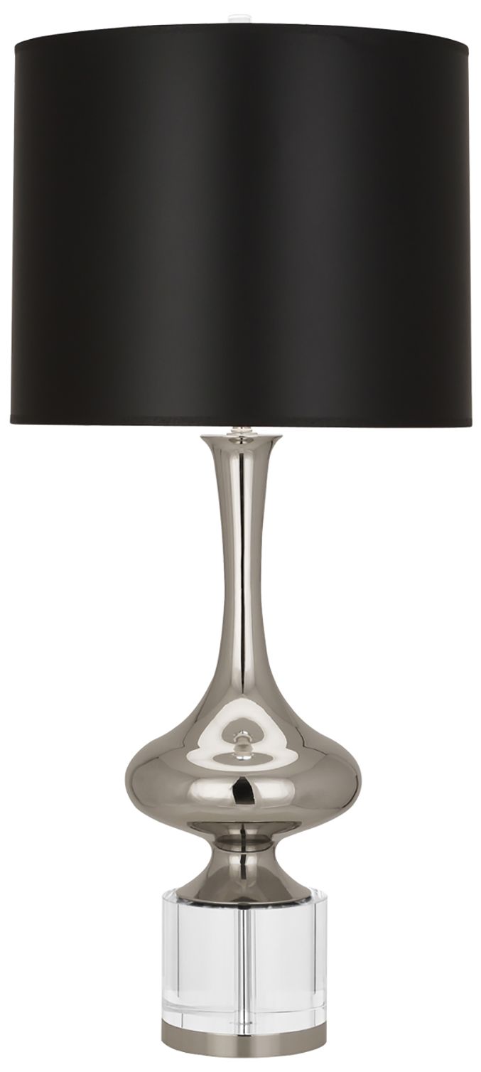 Jeannie 33.5"H Nickel And Lucite Crystal Accent Lamp Off White Shade