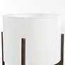Jed 26" High Glossy White and Brass Outdoor Planter