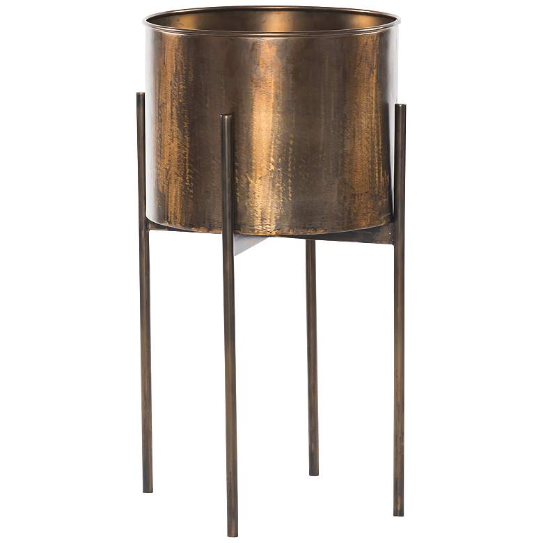 Image 2 Jed Weathered Brass Metal Outdoor Planter