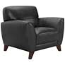 Jedd Sofa Chair in Black Genuine Leather and Brown Wood Legs