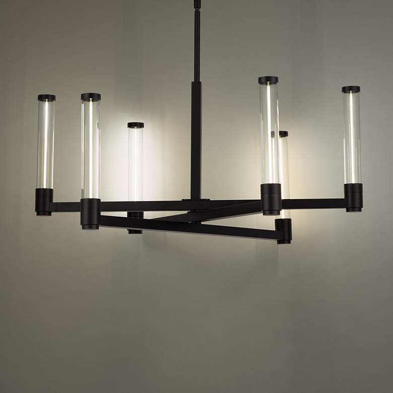 Image 1 Jedi 12.63"H x 27"W 6-Light Chandelier in Black