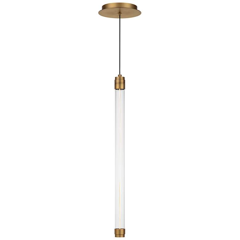 Image 1 Jedi 22"H x 1.5"W 1-Light Pendant in Aged Brass