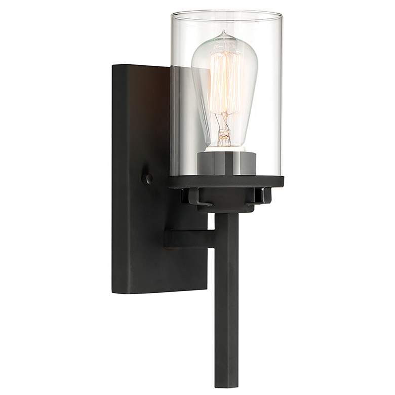 Image 1 Jedrek 12 3/4" High Black Wall Sconce