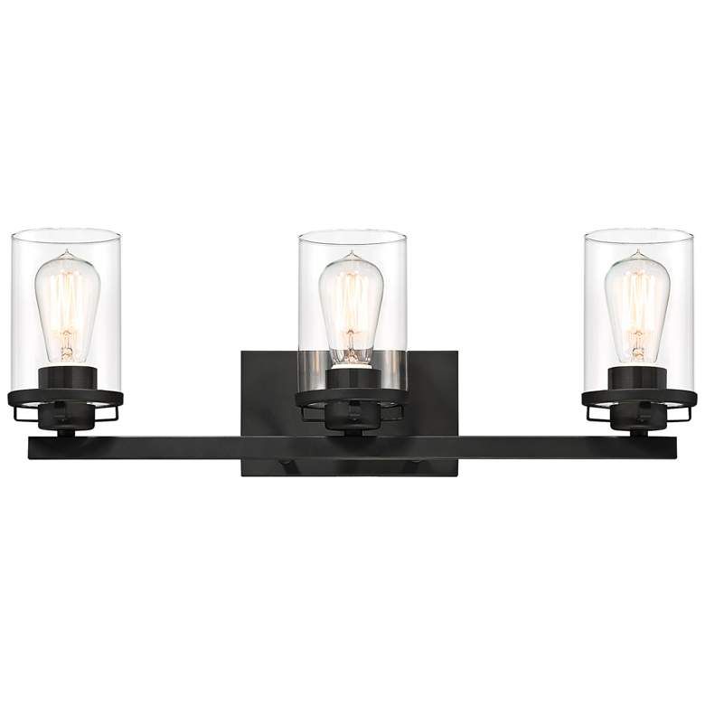 Image 2 Jedrek 24" Wide Black 3-Light Vanity Bath Light